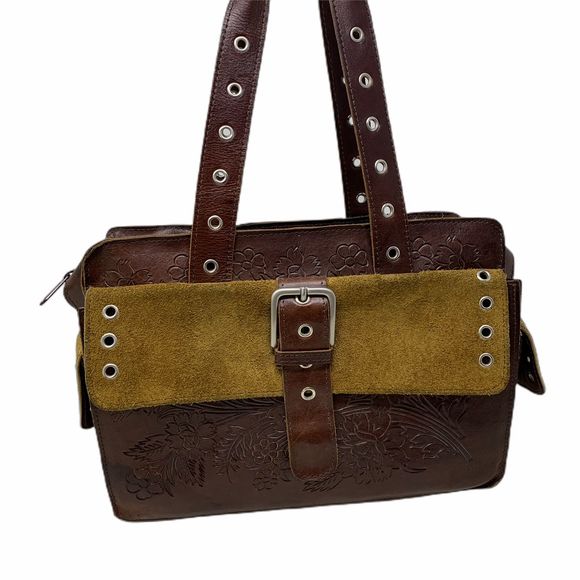 Leaders in Leather Handbags - Leaders in Leather Tooled Satchel Purse Bag
